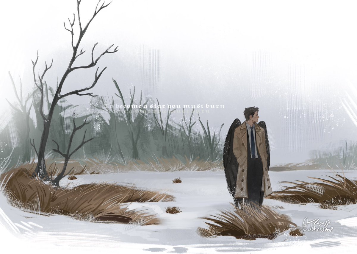 Johnnyssoap's tweet photo. to become a star you must burn 
#supernatural #castiel #fanart #spn https://t.co/MO2xIDMXAP