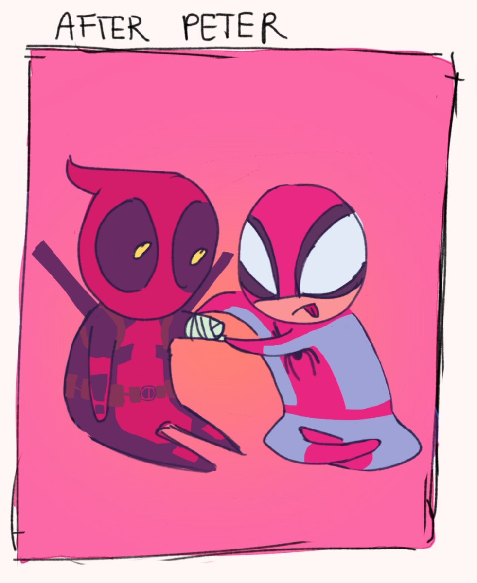 seblovesspidey's tweet photo. not my own idea I forgot who started it first😭 #spideypool https://t.co/z0luSsZi2R