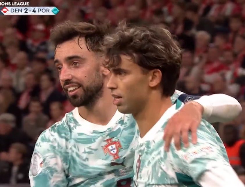 BiggestMohhh's tweet photo. 🚨🎙️ João Félix on his conversation with Bruno after scoring 4 against Denmark:

🎙️ Reporter: “We saw you and Bruno having a serious conversation after your goal. What did you say to him?”

🗣️ João Félix: “I won’t lie, I was amazed by the team’s performance. I looked at Bruno and said, ‘Look at us… I never believed we could play this well without Ronaldo.’

Bruno replied, ‘What do you expect when we play together as a team? Before, we played to make someone score because we’d get criticized if he didn’t.’

Honestly, he’s right. It’s not disrespecting Ronaldo, but lately it became difficult. We always wanted him to score. When he didn’t, we were criticized, so we started focusing on making him better instead of enjoying fluid football.

Ronaldo has done so much for Portugal and nobody can take that away. But now, we have to build our own identity and play for the team.”