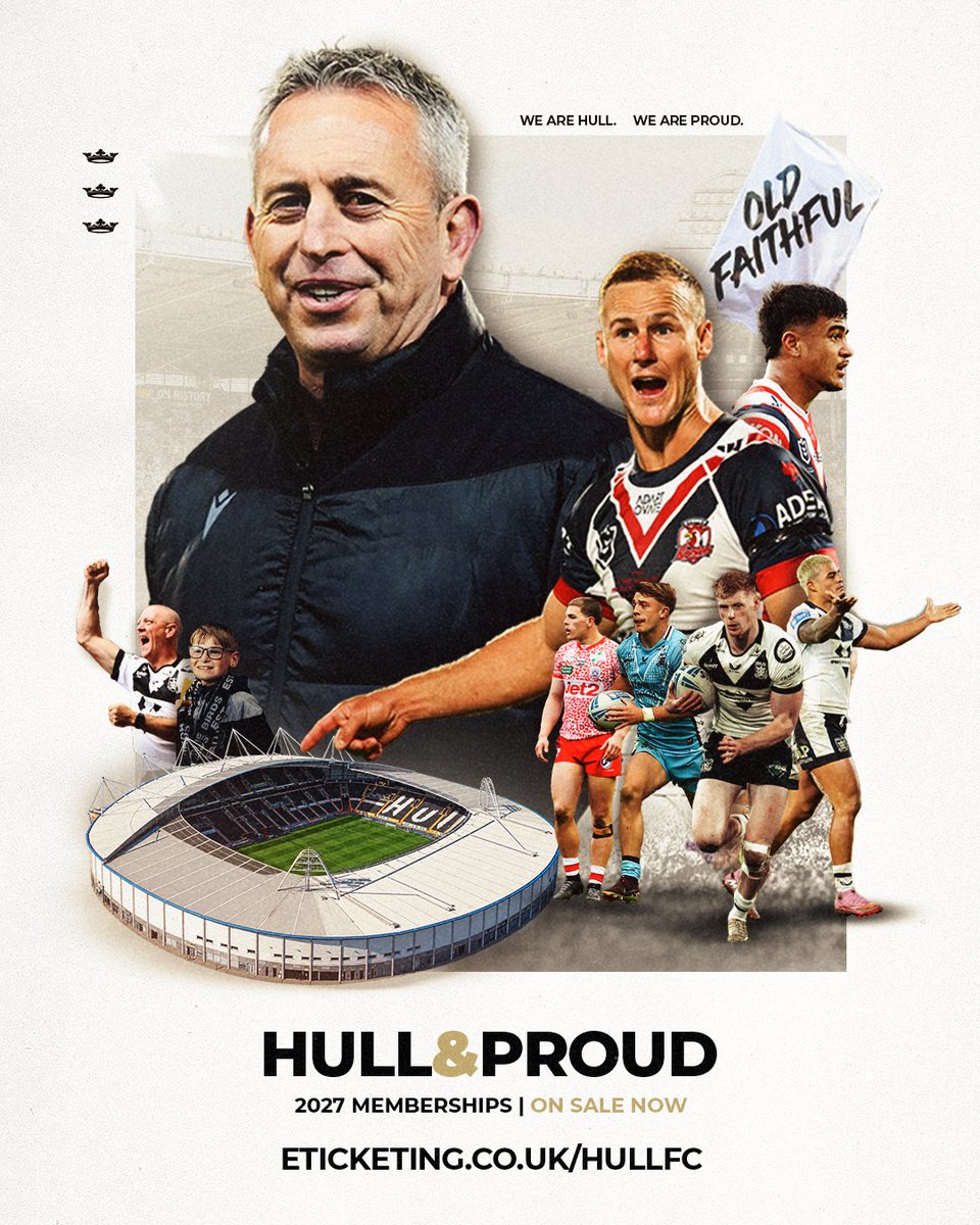 hullfcofficial's tweet photo. We are Hull. We are proud.

2027 Hull FC Memberships are on sale now to new and renewing members - available online, in store, and by calling 01482 505600 ✅

Buy Now 👉 https://t.co/xH24WURVj4

⚫️⚪️ #COYH | https://t.co/3xRDhHpnIO