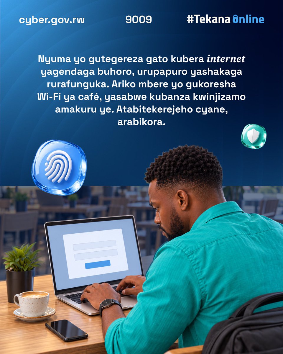 Cybersec_Rwanda's tweet photo. In today’s day and age, finance scammers are getting more creative, more advanced, and more ruthless.

We’re launching the Tekana Online « Be CyberSmart » Campaign by tackling a dangerous but little known public threat: Evil Twin Wi-Fi networks.

When you join public Wi-Fi at a local cafe or restaurant, you might actually be connecting to a fake network hosted by a hacker. Once connected, they can seize your personal data and steal confidential information.

When using Wi-Fi in a public setting, always verify the network name with staff, make sure you use a VPN, and turn off auto-connect.

You can fight back. 

Be alert, stay cyber smart!

#becybersmart #cybersecurityawarenessmonth #tekanaonline

@RIB_Rw @RwandaICT @RISARwanda @RURA_RWANDA @MTNRwanda @airtelrw @TeamIrembo @CentralBankRw