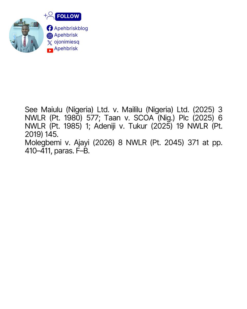 Apehbrisk's tweet photo. #ApehBrisk #NigerianLaw #LegalUpdate #LawInNigeria #Pleadings #CivilProcedure #Litigation #NigerianLawyers #LegalPractitioner #Courtroom #LegalTips #SupremeCourtNigeria #CourtOfAppeal #LegalPractice #LawyerNigeria #NigerianLegalSystem #Justice #LitigationPractice https://t.co/KeEkVsYKst
