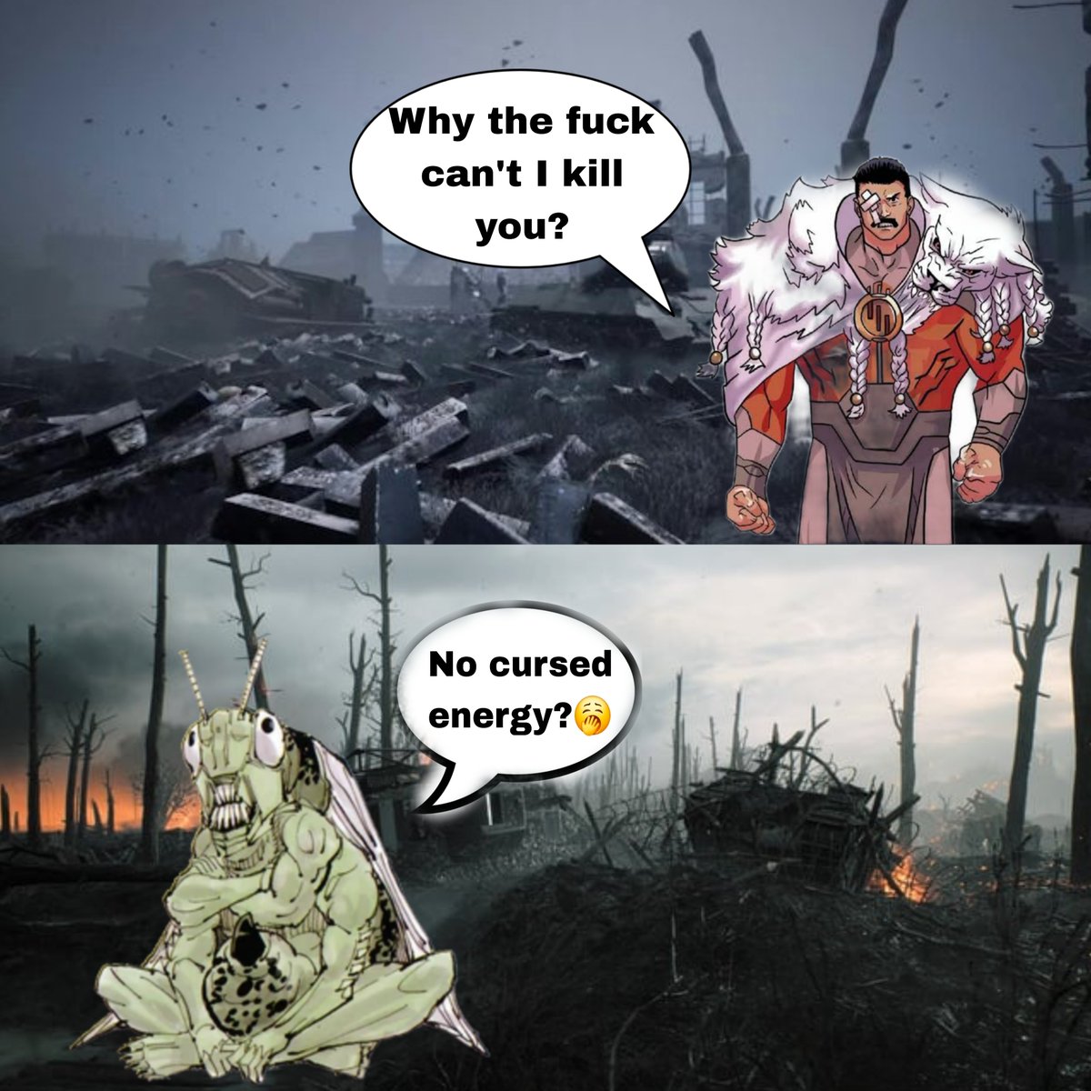 Noah_Sky1's tweet photo. "verse equalization is bad" mfs when Thragg is fighting for his life against the grasshopper curse https://t.co/PwUhzCmF6q
