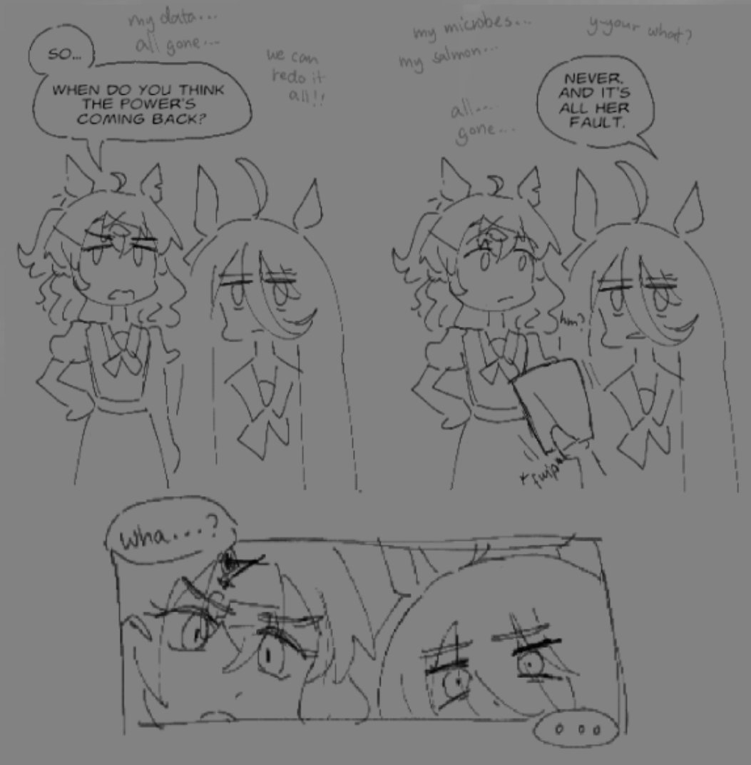 HAAT0_BIIT0's tweet photo. #umatober day 1: favorite uma(s)

tachyon loses electricity and everything in her fridge melts (loosely based on recent irl events) https://t.co/5TplKkZfEY