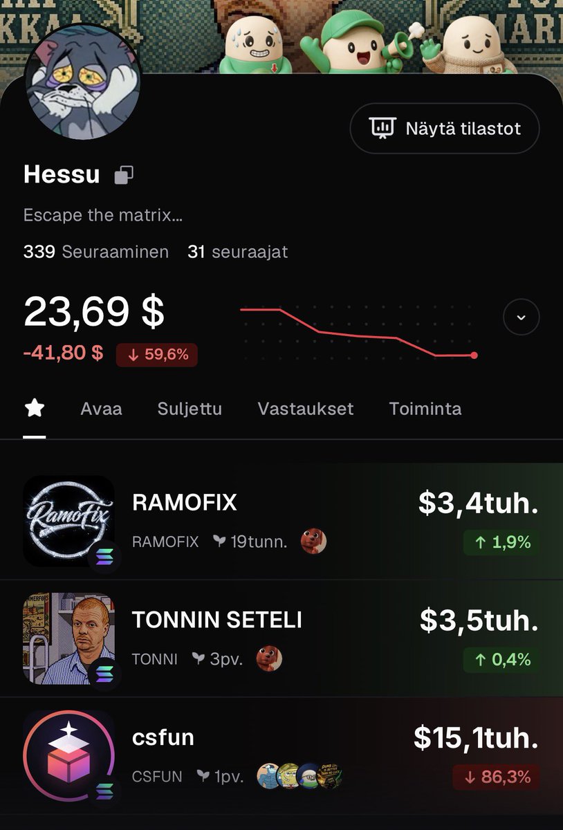 xhessu's tweet photo. Wassup! 

Starting my journey as a trader🌑📈
Building and holding my own meme coins for the long run. 🚀 

Im starting with small investments
and focusing on learning rather than chasing quick profits. 

Follow my journey:

https://t.co/AmISP0TSCV

#memecoins #trading #crypto https://t.co/6mU8BiXc0a