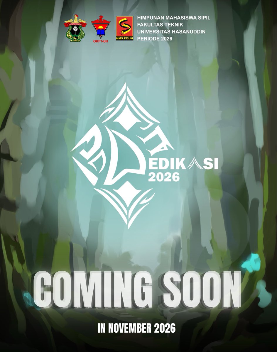 DEDIKASI2026's tweet photo. COMING SOON! 👀‼️

The wait is finally coming to an end. After some time away, DEDIKASI 2026 by HMS FT-UH is back with fresh energy, new experiences, and meaningful moments.

We’re excited to welcome you back for another memorable journey! 🤩✨

#DEDIKASI2026 https://t.co/4T0qGh1prl