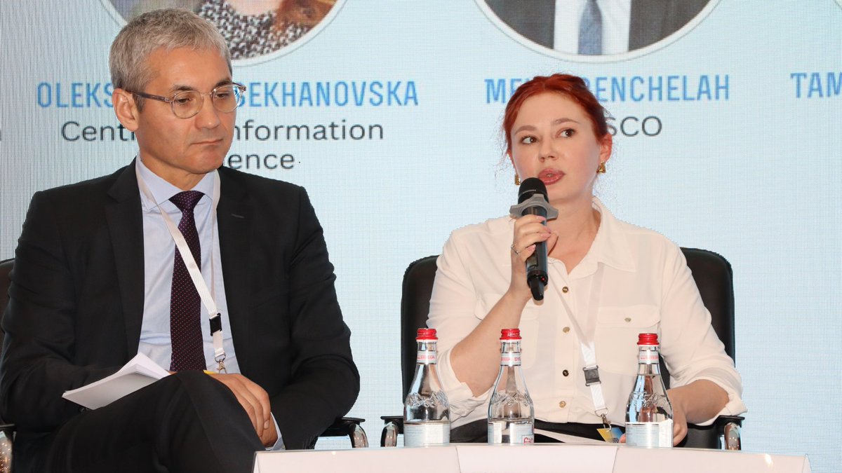 MythDetector's tweet photo. 🎤 Panel highlight: 
“I do believe that knowledge-based preparedness is one of the most powerful tools in the resilience toolkit against disinformation.” — Oleksandra Tsekhanovska from the Centre for Information Resilience.

#unveilthetruth2026 #whoshapesreality https://t.co/mtCirExiGv