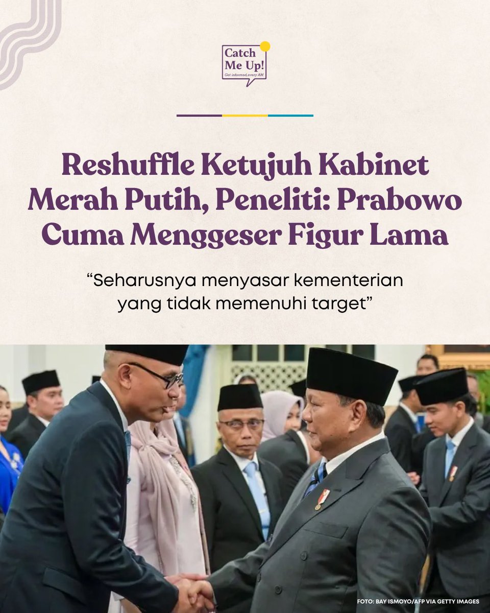 catchmeupco's tweet photo. Baru jalan 2 tahun tapi udah reshuffle kabinet tujuh kali, nih. https://t.co/jCfVPITLtq