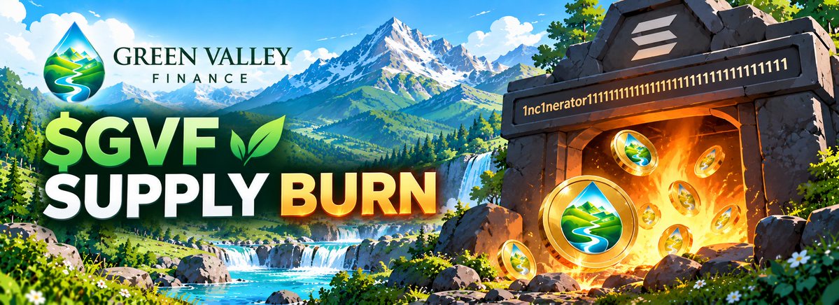 Green_Valleyfi's tweet photo. 🔥 $GVF SUPPLY BURN COMPLETED

A portion of the $GVF supply has officially been sent to the Solana Incinerator address, permanently removing those tokens from circulation.

🌿 Reduced circulating supply.
💧 Green Valley continues to flow.

Burn Address:
1nc1nerator11111111111111111111111111111111

Tx
https://t.co/PmPEN42uCr

Another step forward for Green Valley Finance.

Let Your Equities Flow.

$GVF 🌿💧