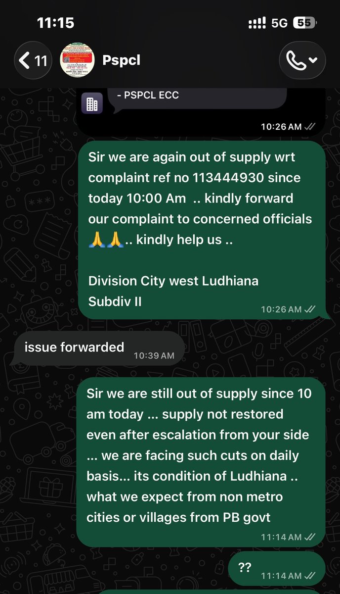Jagz9293's tweet photo. @pspclofficial @BhagwantMann @CMOPbIndia @AAPPunjab We are facing daily electricity outages in our area in city Ludhiana. Today we are again out of supply wrt ref no 113444930 (Division City west Ludhiana, Sub div II) since 10 am but no one taking responsibility to restore supply.. https://t.co/YxTRc4vvaA