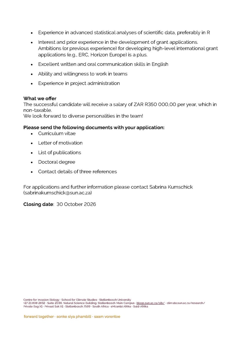 InvasionScience's tweet photo. 📣 We're hiring! 📣 A two-year funded post-doc on impact assessment and risk analysis for biological invasions. 

Closing date for applications: 30 October 2026

For more information, visit: https://t.co/uw0vUzWYZt https://t.co/5LLzjPJB2e