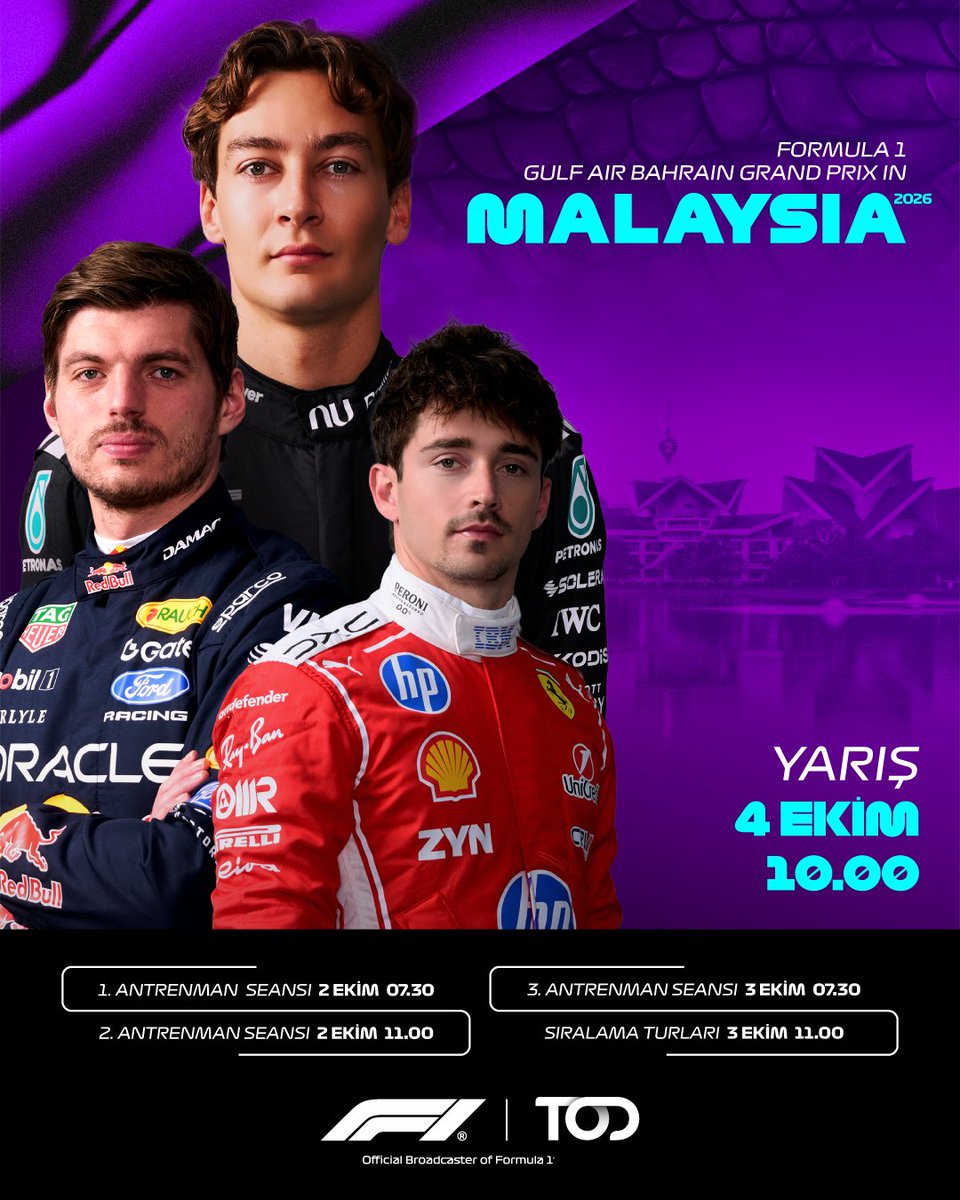 tod_tr's tweet photo. Formula 1 heyecanında yeni durak Bahreyn GP. 🇧🇭
Hemen sen de TOD’a gel, 4 Ekim saat 10.00’daki yarışı kaçırma! 💛
#TOD #TODTürkiye #Formula1 #F1 #BahreynGP https://t.co/jTIDvkpCpm