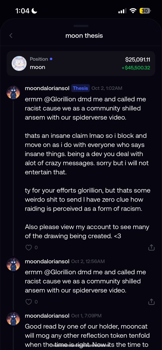 Glorillion's tweet photo. @moondaloriansol @mooncatrbh @blknoiz06 mind you, the “race bait” was started by you exaggerating I made claims, when I just told you how I felt and was inquiring about you and the project as a whole. Still reflects off-putting behavior and yessir I’m continuously growing! stay blessed. https://t.co/v8ahtfiAwF
