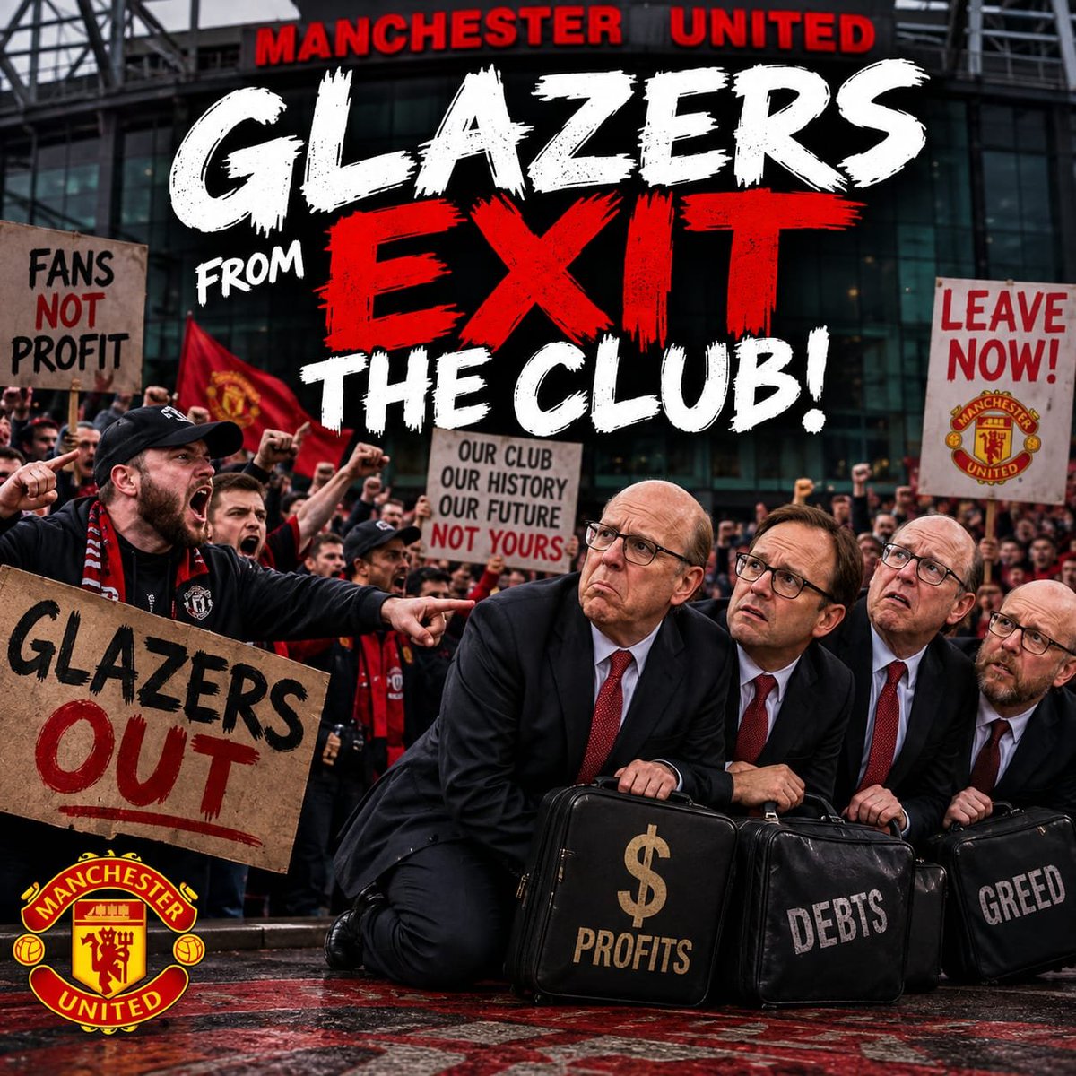 brooklyn74078's tweet photo. Another day to remind you: the Glazers have nothing to offer Manchester United. No vision, no ambition, no future. Glazers Out. #GlazersSellManUtd #GlazersFullSaleOnly #GlazersAreVileVermin #GlazersMustGO #Boycottmanunited https://t.co/JP7IticGc9