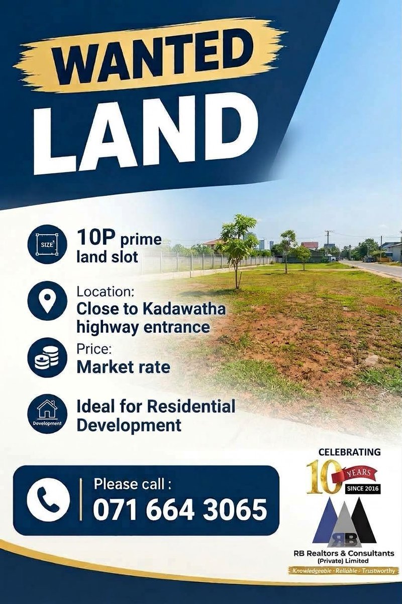 RB_Realtors's tweet photo. Wanted | Land | Kadawatha

Please call: 071 664 3075 https://t.co/JxzqFrpT2S