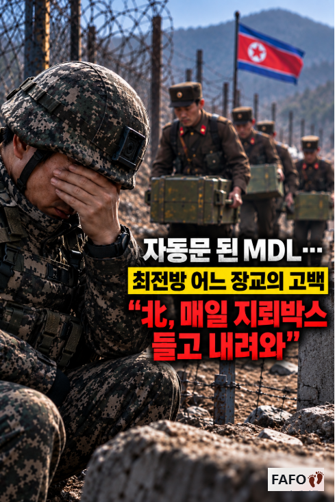 leeyc5781's tweet photo. 현역 장교의 목숨 건 폭로 "북한군은 매일 지뢰박스 들고 MDL 내려와 10시간 넘게 작업하고 간다"

국방부 발표: "북한군 MDL 침범 연 17회"
현역 장교 폭로: "매일 지뢰박스 들고 와서 묻는다" 
은폐된 것만 200건 이상이라고...

북한군 지뢰 매설 매일 직관하면서도 국민한테 숨겨온 국방부 

북한군 지뢰 작업 안전하게 마칠 수 있도록 비밀 보장해 주는 경호 수호신

연간 17번이라더니 실제론 200번 넘게 안마당처럼 들락날락하며 폭탄 심는 걸 국방부가 싹 다 숨기고 있었음

장병 팔다리 잘려 나갈 때까지 대국민 사기극 치다가 걸리니까 "1969년 지뢰일 수도 있다"며 북한 대변인 노릇이나 하는 국방부 장관 수준 

SNL도 감히 엄두 못 낼 '대국민 안보 사기' 레전드