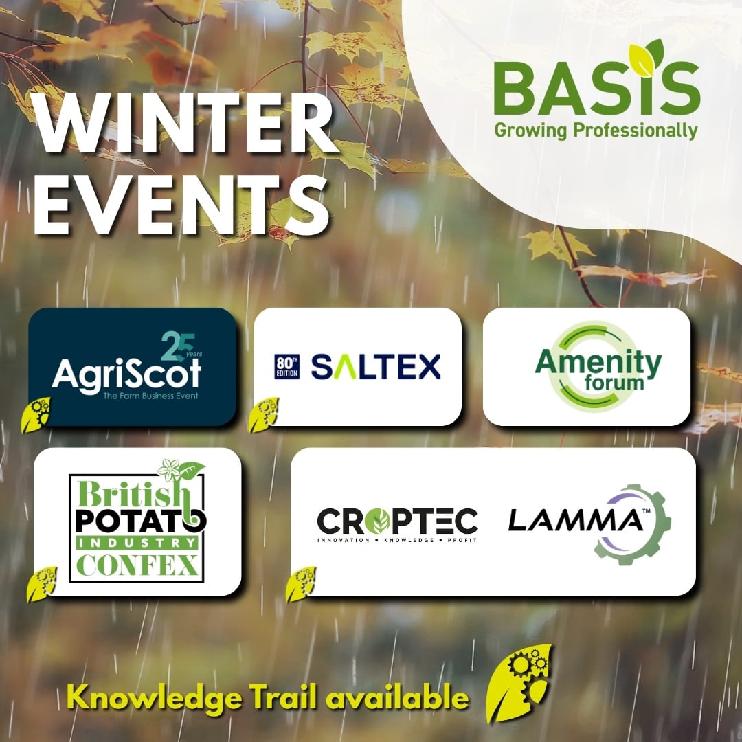 BASISRegLtd's tweet photo. Winter events are coming up!

The BASIS team will be at events across the UK this autumn and winter, with opportunities to connect, learn and earn CPD.

👉 More info: https://t.co/fdrbAteDyp

@AmenityForum @AgriScot @SALTEX_show @BritishPotato_ @lammashow @CropTecShow https://t.co/RLt4dI9cFl