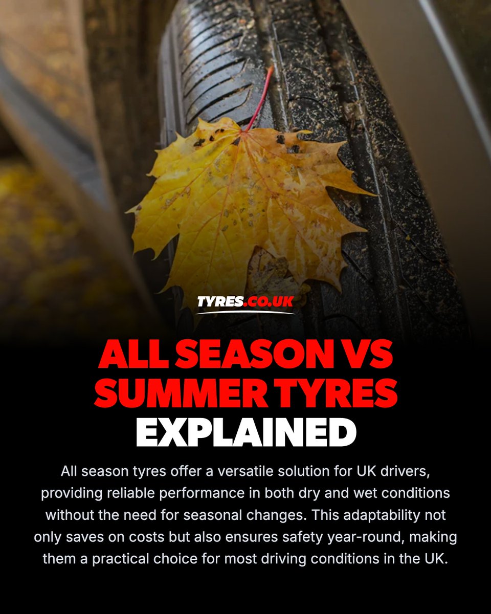 tyresukofficial's tweet photo. Struggling to choose between all season and summer tyres? ❄️

All season tyres offer versatility for UK roads, while summer tyres excel in handling during warmer months. Consider your driving style and local conditions with the right tyres at https://t.co/6Lnzst6Dpa.

Read more at https://t.co/5205yzOgVY