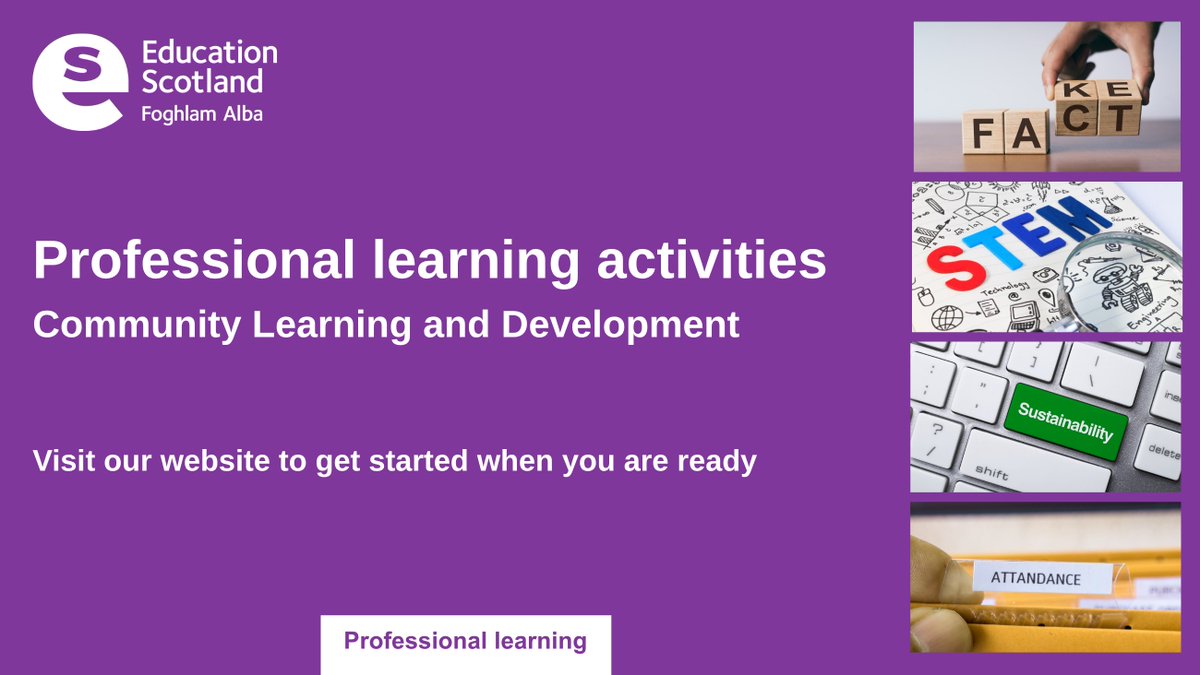 EducationScot's tweet photo. We have published nine new professional learning activities (PLAs), particularly relevant for CLD practitioners &amp; leaders.

You can access these on our website &amp; complete them in your own time. It's quick &amp; easy to register for an account. https://t.co/BwAkDOKjUe https://t.co/xAYtxOWihU