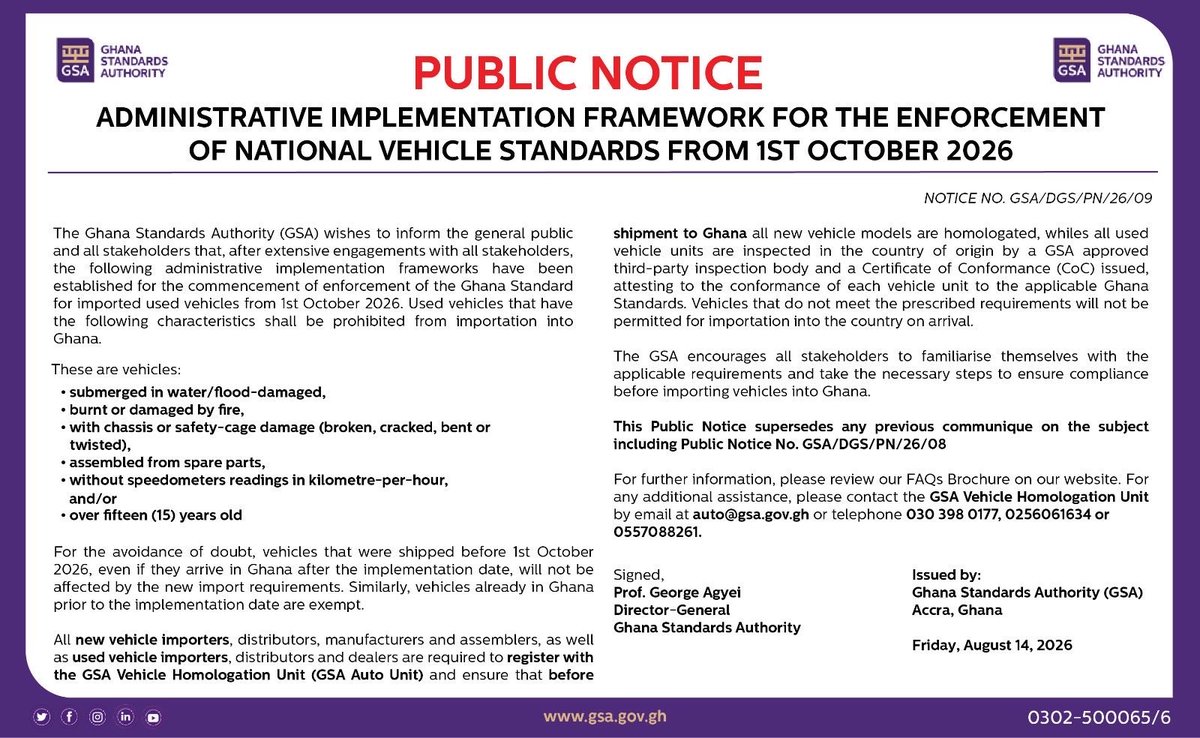 Carlynk_Exports's tweet photo. ⚠️ October reminder: New GSA requirements may affect your vehicle import process. Before you buy, ship or clear your vehicle, make sure you understand the applicable requirements.
Follow @Carlynk_Exports for important updates.
Or visit https://t.co/ezinGlp4wW https://t.co/07I6IJKNiJ