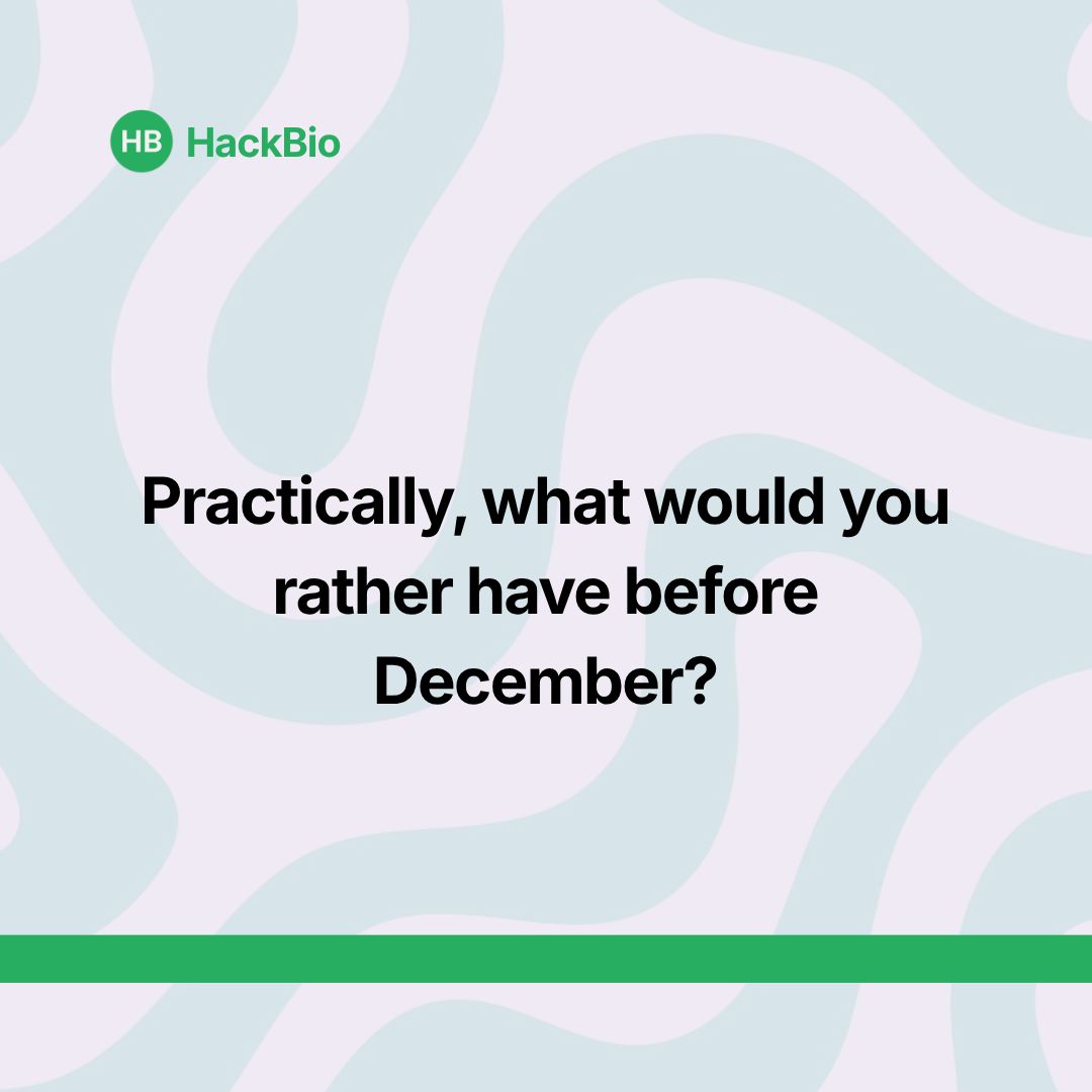 TheHackbio's tweet photo. December is getting closer 👀🧬

Let’s say you could unwrap just ONE career win before the year ends. Which one are you choosing? 

-  3 strong projects
-  1 publication
-  A new job
-  A fully funded graduate school position
-  1 advanced skill https://t.co/rbNPpqbnCW