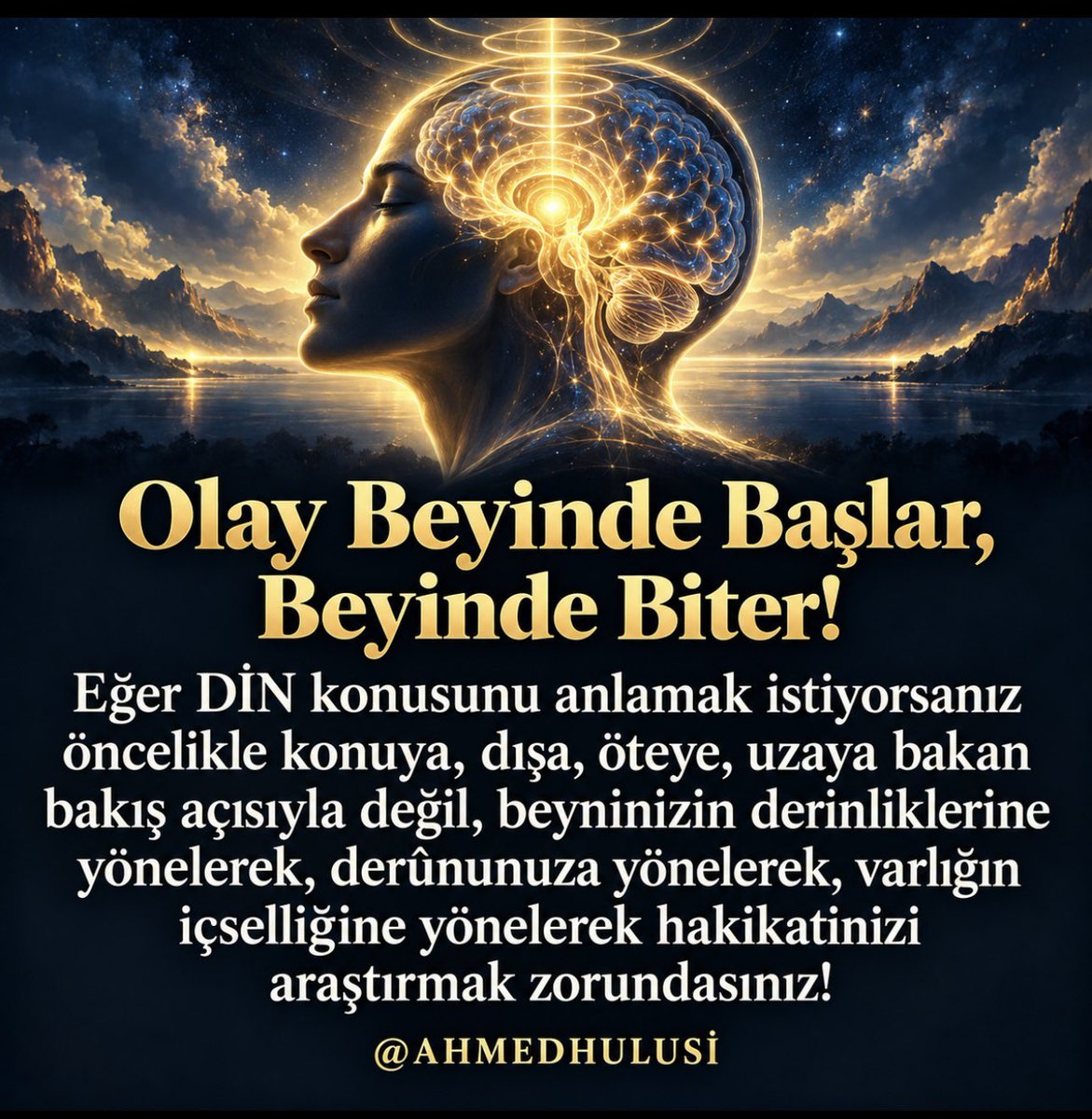 AylinERK's tweet photo. Burada insan zihninde "muazzam bir sürat" olarak algılanan ışık hızının, evrensel ölçekte hız değil, bilincin belirli bir uzay-zaman sınırına kilitlenmesini sağlayan mutlak bir illüzyon ve hapis kuralı olduğu vurgusu çok önemli.

@AhmedHulusi’nin onlarca yıldır vurguladığı gibi; ışık hızı, zaman ve mesafe gibi kısıtlamalar evrenin değil, beş duyulu algılama sisteminin ürettiği bir illüzyondur. @AhmedHulusi ye göre; İnsan özü itibarıyla frekans/dalga (wave) yapılı bir bilinçtir. Bu yüzden hapisten kurtuluş dışarıya doğru roketlerle, araçlarla gitmekle değil; "içe, boyutsal derinliğe (orijine)" yönelmekle mümkündür.

Açıklamalarından bazı önemli noktalar şöyle:

“Olay Beyinde Başlar, Beyinde Biter!”

***

"Eğer DİN konusunu anlamak istiyorsanız öncelikle konuya, dışa, öteye, uzaya bakan bakış açısıyla değil, beyninizin derinliklerine yönelerek, derûnunuza yönelerek, varlığın içselliğine yönelerek hakikatinizi araştırmak zorundasınız!"

***

"Tüm varlıklar, gerçekte sadece ve sadece tek bir 'dalga' (wave) boyutundan ibarettir... Bizim 'madde' dediğimiz şey, beş duyu organımızın algılama kapasitesinin sınırlılığı yüzünden öyle algılanmaktadır."

***

“Işık hızı ve zaman akışı, sadece biyolojik beynin ve beş duyunun veri değerlendirme sisteminde vardır. Beyin kendisini dalga boyutuna, yani Öz'üne dönük deşifre etmeye başladığı an, zaman ve mekân hükümsüz kalır.”

***

Yanlış Yol-Doğru Yol

Yanlış Yol (Afaka Yöneliş): Beden veya ruh ile göklere yükselmeye çalışmak, dışarıda/uzayda bir hakikat aramaktır.
 Doğru Yol (Enfüse Yöneliş): Kendini beden veya ruh zannından arındırıp, derûnudaki teklik noktasına inmek; kendini yalnızca "Ben"siz bir bilinç olarak hissetmektir.

***

Nörobilimin (neuroscience) bugün geldiği nokta, hakikatin kapısının uzayda değil beyinde açıldığını doğrulamaktadır.

"İşin başlangıç noktası beyni iyi anlamak. Olay beyinde başlıyor, beyinde bitiyor. İnsan dediğimiz şey beyinden ibaret. Ama o bildiğiniz et beyin değil.

Madde boyut dediğimiz yapı kuantum boyut dediğimiz yapının ta kendisi... Kuantum boyut itibarıyla ne bedenim var, ne başka bir yapım. Sadece bir düşünceden, bir bilgiden, bir datadan ibaret varlık halinde yaşıyorum.

Bütün yaşamınız beyninizin içinde geçiyor. Beyninizin içindeki bu hologram dünyaya eskiler kabir alemi demişler.

Şunu bilin ki sizin gerçeğiniz, varlığın hakikati bugüne kadar hayal ettiğinizin çok ötesinde, çok farklı bir şey. Yenilenin!"

Kaynaklar:

https://t.co/qhnUz1dkJ0

https://t.co/nlDrZ4qH9Q

https://t.co/WyEQF1aciH

https://t.co/b5yX7tNtXT

https://t.co/RQoN4PWJGx

https://t.co/Ctg2yyfGm8
￼