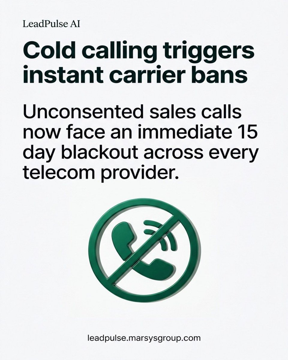 marsysgroup's tweet photo. 15 days barred from outgoing calls is TRAI's new penalty for spam.

Stop cold calling. LeadPulse AI qualifies inbound WhatsApp leads on budget, intent, and timeline, pushing hot buyers to your phone.

https://t.co/1C77aIa0Nf https://t.co/vmzNcVS5sW