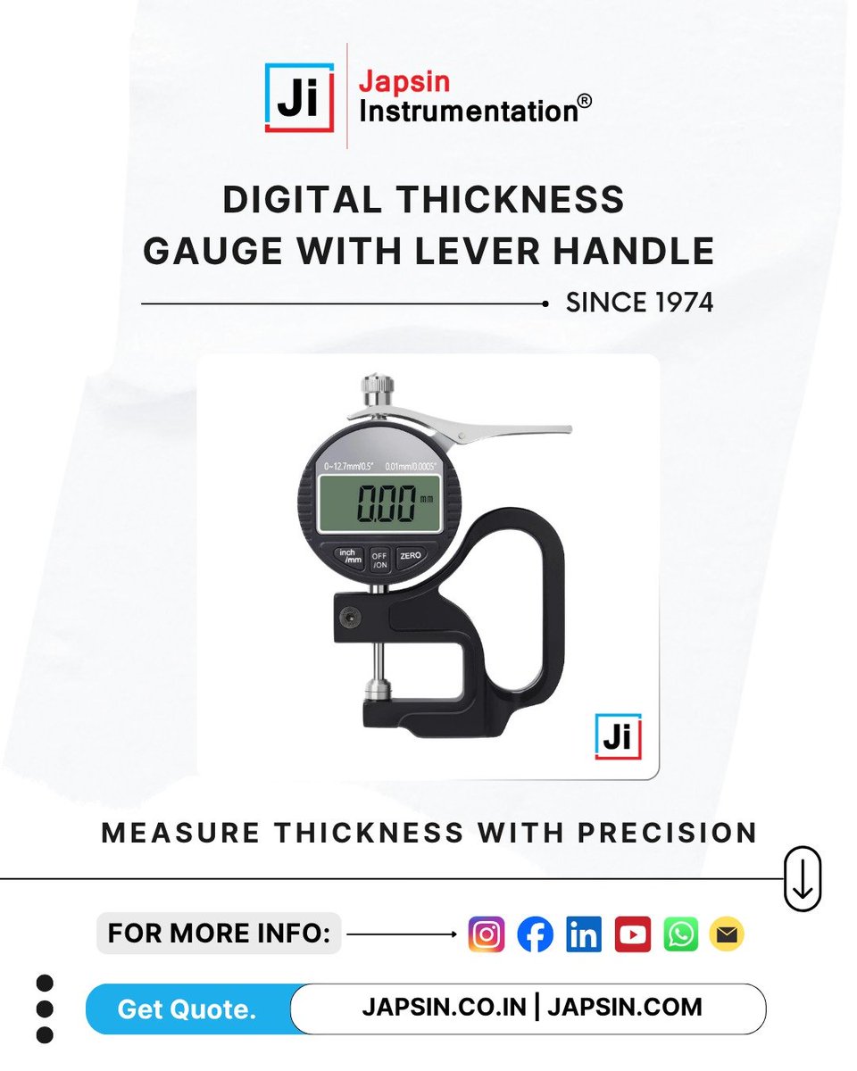 JIGAUGES's tweet photo. The Digital Thickness Gauge with Lever Handle
For more information visit our website at https://t.co/Djroe6PO2l | https://t.co/1rCGoO5U4Y
#DigitalThicknessGauge #ThicknessGauge #DigitalGauge #ThicknessMeter #ElectronicMicrometer #MeasuringInstrument #PrecisionMeasurement https://t.co/osr4uA8jX6