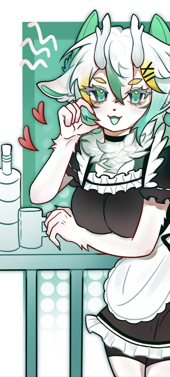 MouFishers's tweet photo. 💚💚💕💛💛
新的委托😋好喜欢女仆装大肉尾巴龙🤤

#furry #furryart #furrycommission 
#commission https://t.co/uZOsi68xs8