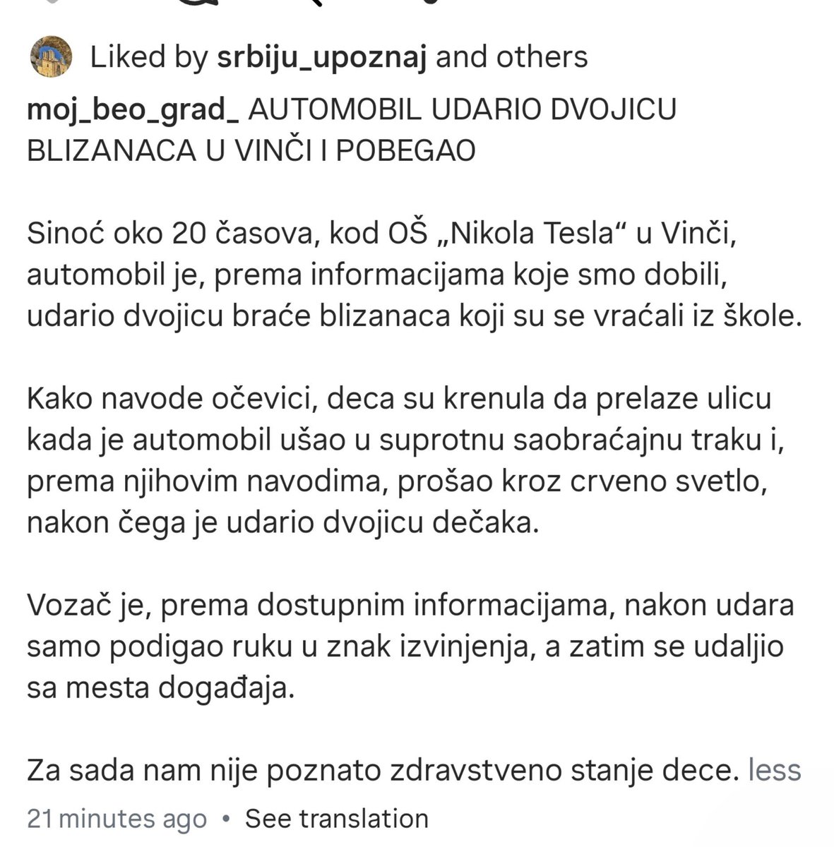 mrnjaudz's tweet photo. Pretiče kolonu u zoni skole na semaforu, prolazi kroz crveno, udara dvoje dece i beži. 
Bićemo država kad se za ovo budu dobijale kazne za dva pokušaja ubistva. https://t.co/oreYMxhgO1