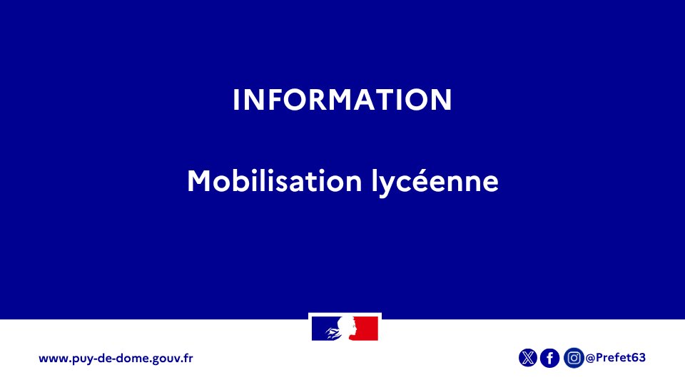 Image de Préfète du Puy-de-Dôme : Dans le cadre de la seconde journée de mobilisation lycéenne, des déambulations sont observées notam