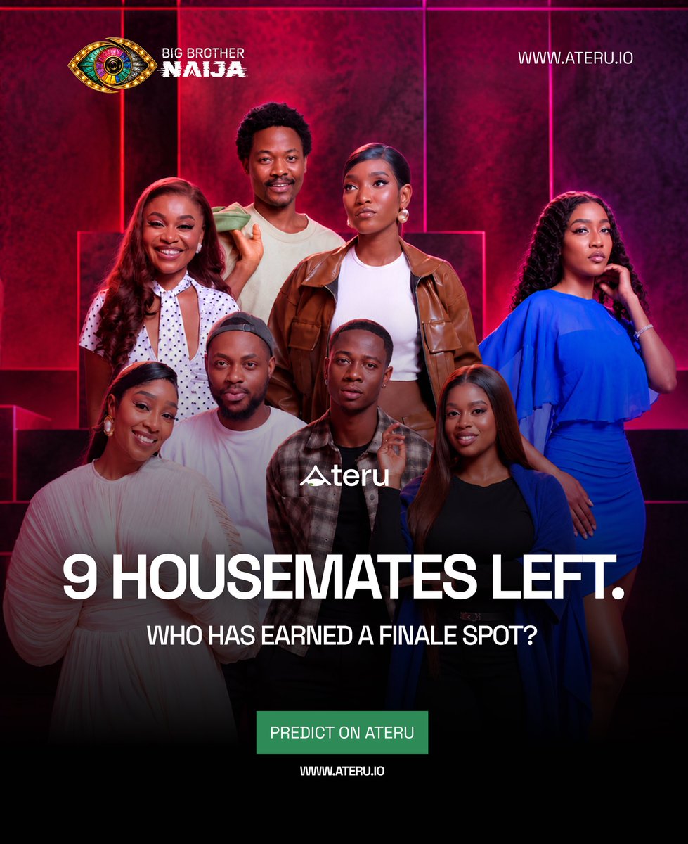 AteruHQ's tweet photo. We’re getting closer to the finish line, and the room for passengers is getting smaller. 

Which 5 housemates have done enough to make the finale? Comment below.

#Ateru #BBNaija #ShowYaSef https://t.co/L8QvPflwu9
