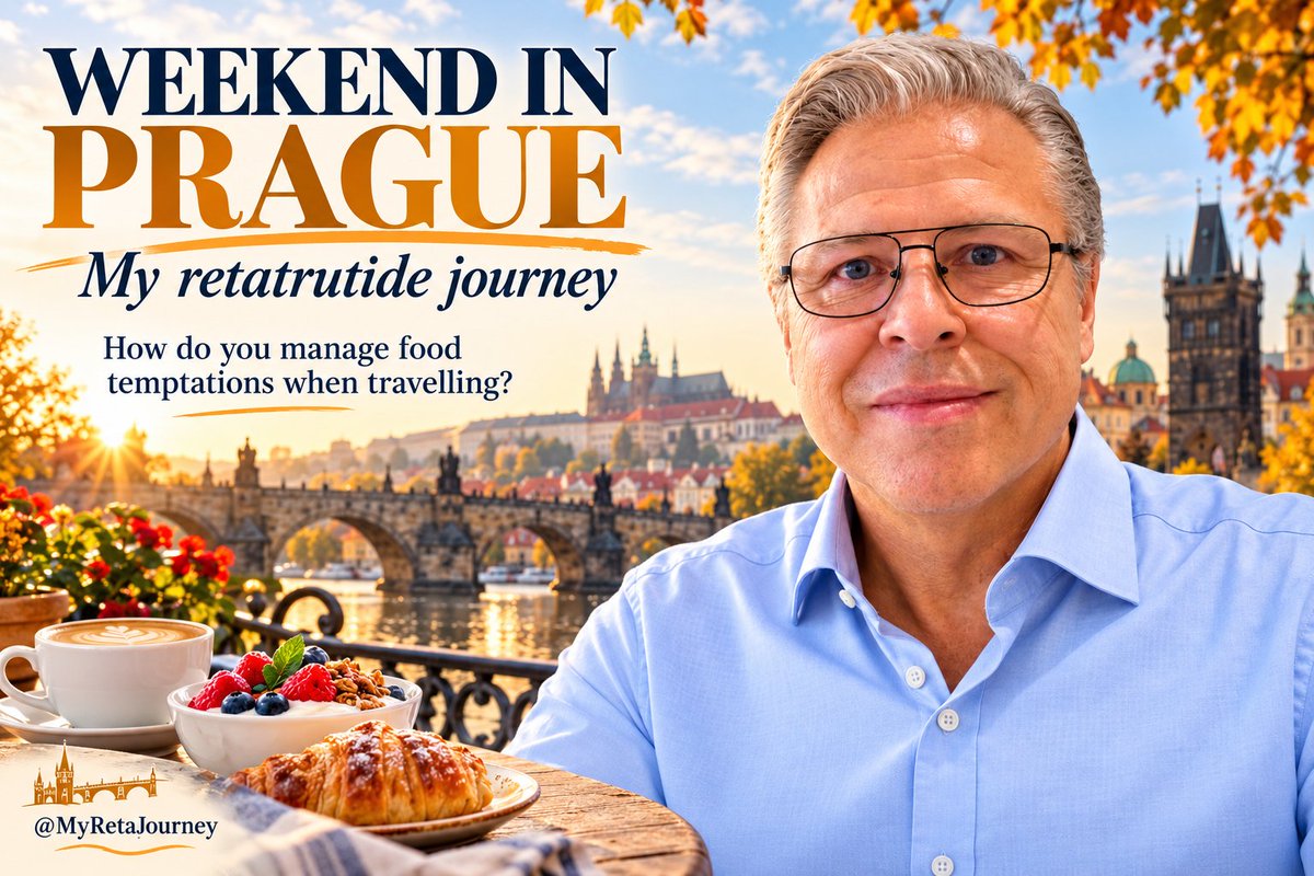 MyRetaJourney's tweet photo. Weekend in Prague! 🇨🇿 Retatrutide feels like a huge help for me with breakfast buffets and sweet temptations. Enjoying the trip while keeping my habits in mind.

How do you manage cravings and food choices when travelling?

#Retatrutide #WeightLossJourney https://t.co/5tabpvUGJt