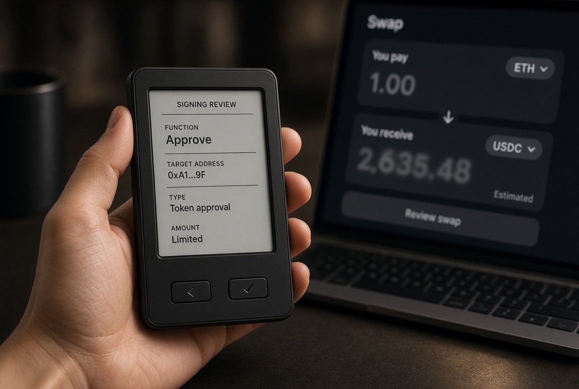 Jeka1039767's tweet photo. Hardware wallet checklist before you sign anything on @jumperapp :

1. Read the screen, not the browser. A hot wallet often shows "Execute transaction." A hardware wallet should spell out the function, the target address, and whether this is an approval, a transfer, or something else. If that line is blank or says unlimited, stop.

2. Confirm on the device. The key stays on the device, and the signature only happens after you press the button. The route quote in the tab is not the signature. The screen in your hand is.

3. Check that this wallet actually parses the chain you are landing on. Jumper routes across a lot of chains. Ledger and Trezor sometimes need a companion app before a newer chain or a bundled approval is readable. QR wallets (Keystone, Ellipal) isolate the key, but the extra scan is a bad fit if you bridge often.

Reviewing the signature is the whole point. Automation can build the route. It cannot tell you that you just approved a spender you do not recognize.

No transaction, balance, or seed phrase needed to do this check.

Source: https://t.co/JotBeG8Fka