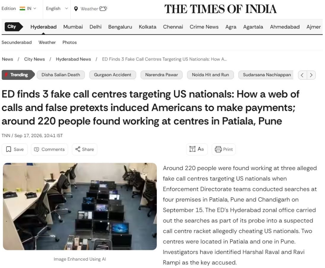 Itswsm105f's tweet photo. The growing coverage from major media outlets highlights a wider issue: cross-border fraud can be difficult to investigate when victims, operators and financial activity are spread across different countries.
🔗 https://t.co/g29zaXq1f4…

#CallCenterScam #CyberCrime #OnlineFraud #ScamAwareness #CyberSecurity