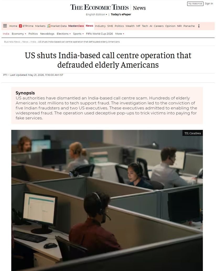 JuliaClarky's tweet photo. Multiple investigations are shining a light on India-based call-center operations allegedly targeting Americans. The reported scale and coordination show why cross-border cooperation matters.

🔗 https://t.co/y09ThG5Y8c…

#CallCenterScam #CyberCrime #OnlineFraud #ScamAwareness #CyberSecurity
