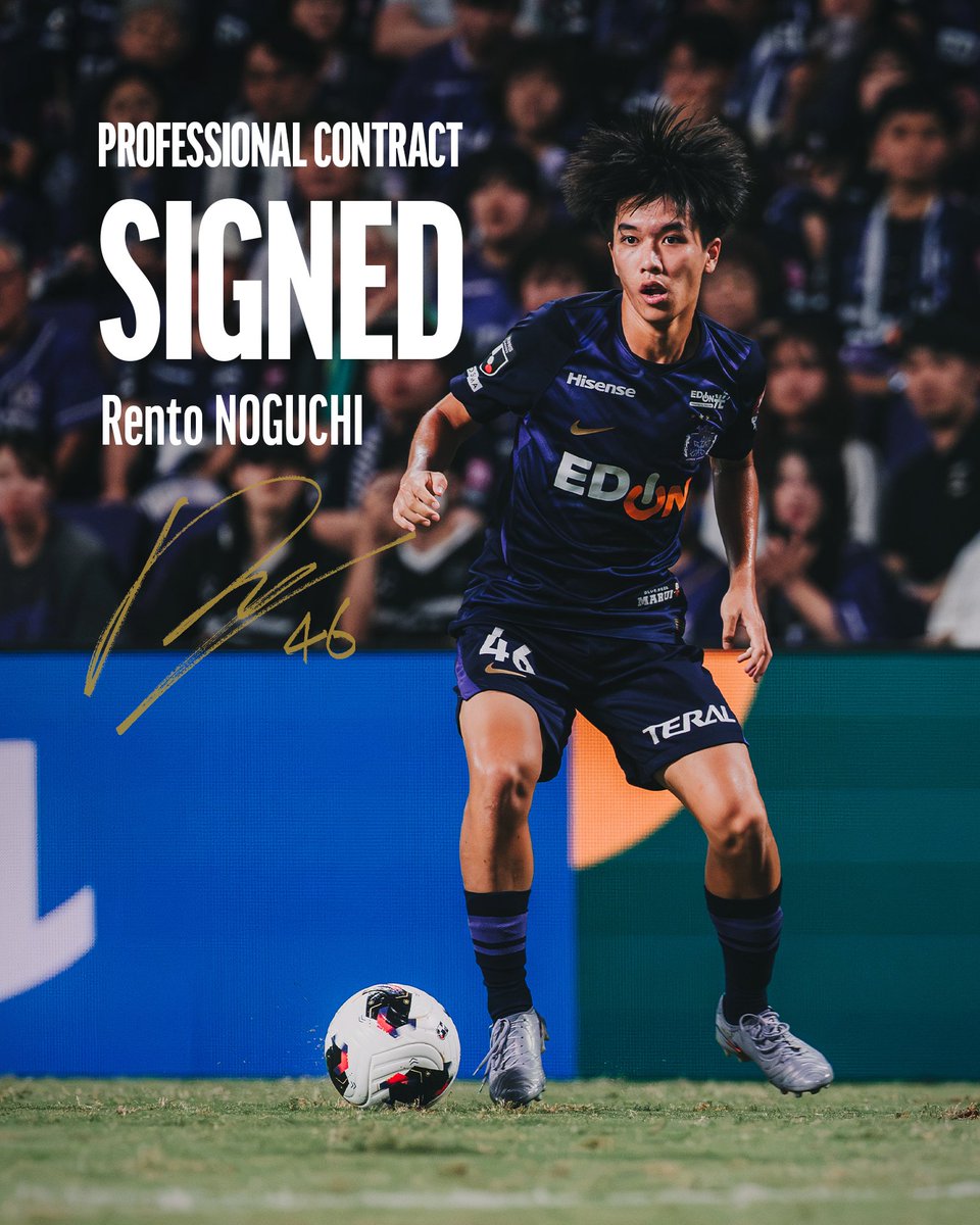sanfrecce_SFC's tweet photo. 𝑺𝑰𝑮𝑵𝑬𝑫🖋️

トップチームへの昇格が決定している #野口蓮斗 選手とプロ契約を締結しました✨️

「この度、正式にプロ契約を締結しました。改めて、これからプロサッカー選手として戦っていくんだという実感が湧いてきました。...」

詳細はこちら
🔗https://t.co/QQ0jZ3lVve

レント、おめでとう💜

#sanfrecce