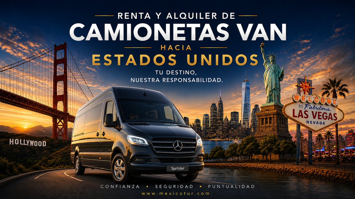 mexicotur's tweet photo. Renta de camionetas van de México a Estados Unidos. Unidades y operadores certificados para ambos países. Servicio desde cualquier parte de México.
🌐 https://t.co/j4hhVbbUCI
#MexicoUSA #RentaDeVans https://t.co/kvDCeRQf0b