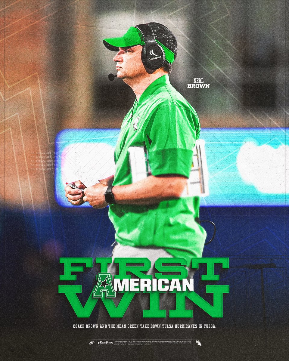MeanGreenFB's tweet photo. First @American_Conf W for @Coach_NealBrown 🫡

#GMG🦅 https://t.co/qPS2s8pLYH
