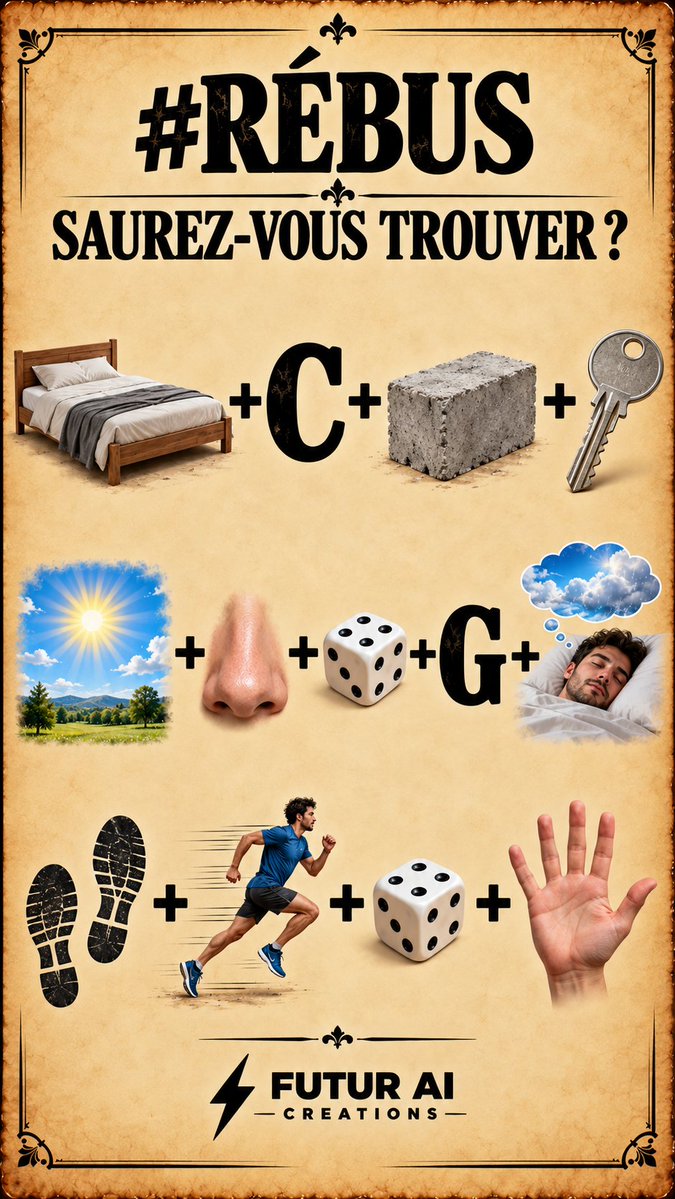 Benjamin_Sibuet's tweet photo. Rébus spécial actu 🧠

3 expressions sont cachées dans cette image 👀
Vous arrivez à retrouver les 3 ?

Laissez réfléchir les autres 😏
Merci d’attendre au moins 30 minutes avant de donner les réponses en commentaire.

#rebus #devinette #enigme #cassetete #humour https://t.co/ubmKEWeDXF