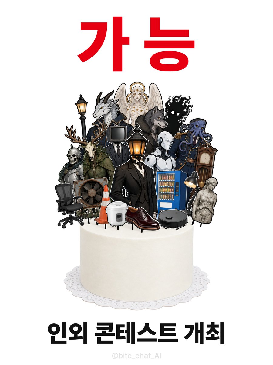 bite_chat_AI's tweet photo. #RT #인외 #인외콤
요즘 인외붐돼서 좋은 사람 모여....

✨ 바이트 제1회 인외 스토리 콘테스트 ✨
🩵 당신만의 인외 남자 주인공 이야기를 만들어 주세요! 🩵

📌 참여 방법

1. 스토리 제출
- 대표 이미지 1장 + 배경설명 500자 이상을 제출해 주세요.
- 제출: https://t.co/9RRk1qokfX

2. 인용으로 참여하기
- 제출한 화면을 캡처해서 본 게시글을 인용해 주세요.
- 필수 키워드: @bite_chat_AI 언급 / #바이트 #인외 #콘테스트

🎁 기본 보상
- 인용 인증 및 심사 통과 시 500비트 지급 (1인 1회)

🏆 특별 보상
- 1등: 10,000비트 (1명)
- 2등: 5,000비트 (2명)
- 3등: 2,000비트 (3명)

📅 접수 기간: 2026년 10월 6일 ~ 10월 16일
📣 수상자 발표: 2026년 10월 17일

#AI채팅 #앵챗 #콘테스트 #오브젝트헤드