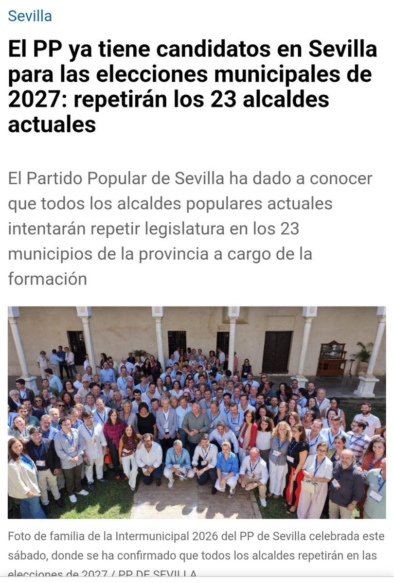 rafarecio22's tweet photo. Hace dos semanas, el @PPdeSevilla anunció que todos sus alcaldes repetirían como candidatos en 2027.
Esta semana, dos de ellos protagonizan estas noticias judiciales.
Peculiar manera de presentar credenciales para las municipales. https://t.co/VhEZHmMj7q