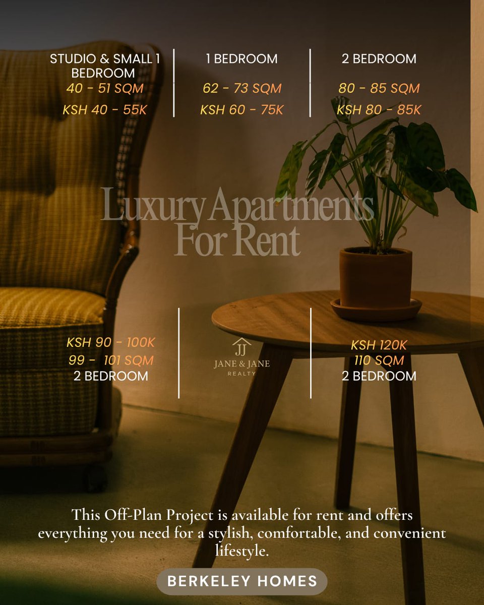 JanejaneRealty's tweet photo. 3/7 📐 SOMETIMES THE DIFFERENCE BETWEEN A GOOD APARTMENT AND THE RIGHT APARTMENT IS SPACE.

Berkeley Homes doesn't offer just one apartment format.

The development includes studios of roughly 40–50 SQM, 1-bedroom units of approximately 48–65 SQM, and 2-bedroom options ranging from about 73–101 SQM.

That gives the buyer room to think about purpose.

A 40 SQM studio and a 101 SQM 2-bedroom are not competing for exactly the same person.

They serve different lifestyles.

They can attract different tenants.

They require different levels of capital.

And potentially, they can produce different rental outcomes.

This is why I would encourage buyers to stop looking at bedrooms alone.

Look at:

📐 The actual floor area

🏠 The layout

🛋️ How the living space works

🌿 Balcony and outdoor space

🧺 Storage

🅿️ Parking

📍 Position within the building

A smaller apartment isn't automatically inferior.

If you are a single professional, a compact 1-bedroom might be far more practical than paying for space you rarely use.

Equally, a larger 2-bedroom could make more sense if you want a home office, guest room or stronger flexibility for a family.

The goal is not to buy the biggest apartment.

It is to buy the apartment whose space makes sense for your purpose.

And that is one of the decisions worth making before you start calculating returns.

Because the right property starts with the right question:

What do I actually need this space to do?

JANE & JANE REALTY
📞 +254 700 121 151 | 🌐 https://t.co/SG8trKJDGI
BUY • SELL • INVEST IN PROPERTY

#RealEstateKenya #LuxuryApartments #Kileleshwa #HNWI #ApartmentsForRent #DonaldTrump #Denmark  #WicknellChivayo #Portugal #ThePeopleHaveSpoken #MPesa #ApartmentsInKileleshwa