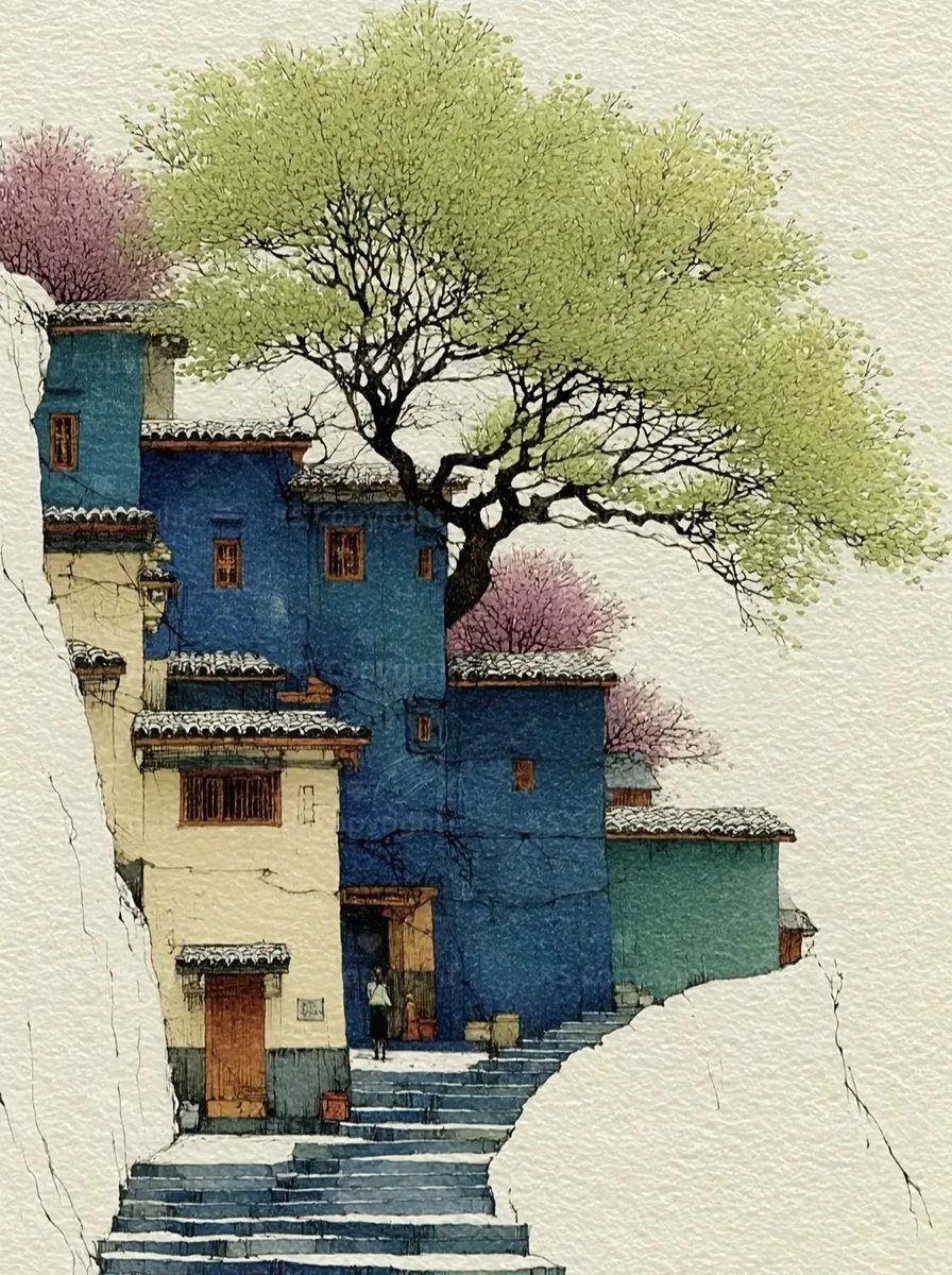 SolarCrow6wkn's tweet photo. Chasing artistic inspiration from the "靥境派" works, every brushstroke breathes poetic quietude and dreamy depth. https://t.co/FxwNu2EIAA