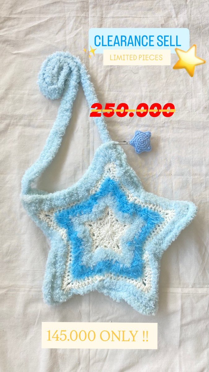 ashacrochets's tweet photo. CLEARANCE SELL!! 💰🛍️ rt and likes will be very appreciated 💗

Crochet Star Bag LIMITED STOCK ⭐️

• From 250k ➡️ 145k ONLY ‼️
• Bisa 🍊
• OPEN FOR CUSTOM ORDER ✅

Order: https://t.co/n8ibFzf4NK https://t.co/zG8kL7UPMs