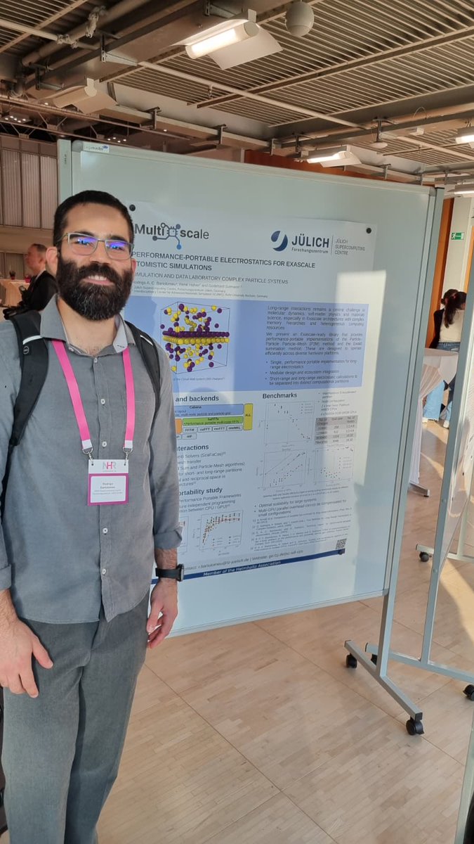 MultiXscale's tweet photo. MultiXscale expert Rodrigo Bartolomeu presented his work on: “Performance Portable Electrostatics for Exascale Atomistic Simulations” at the NHR Conference’26, held in Paderborn (Germany) from 14 to 17 September 2026.

➡️ https://t.co/FtJse6u8cF https://t.co/ytHAxM0KRI