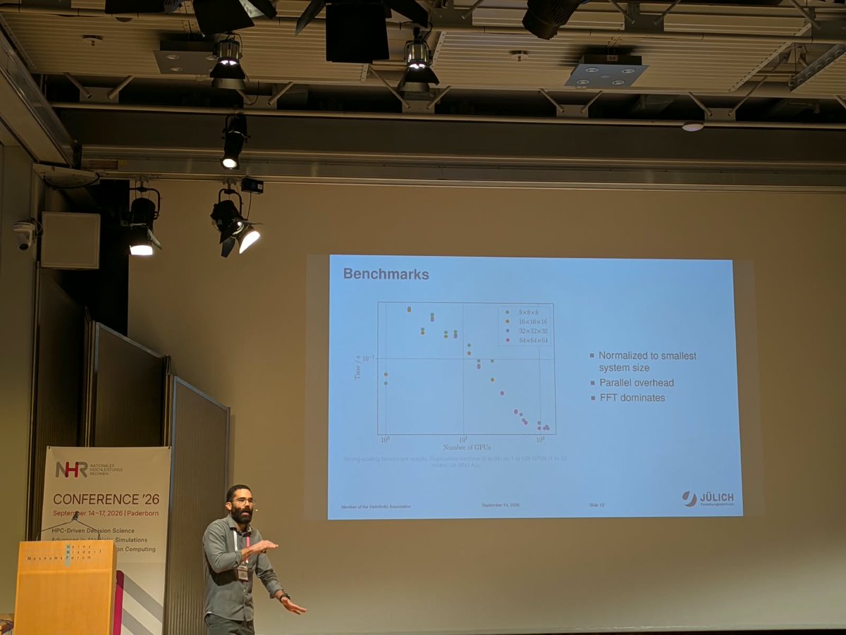 MultiXscale's tweet photo. MultiXscale expert Rodrigo Bartolomeu presented his work on: “Performance Portable Electrostatics for Exascale Atomistic Simulations” at the NHR Conference’26, held in Paderborn (Germany) from 14 to 17 September 2026.

➡️ https://t.co/FtJse6u8cF https://t.co/ytHAxM0KRI