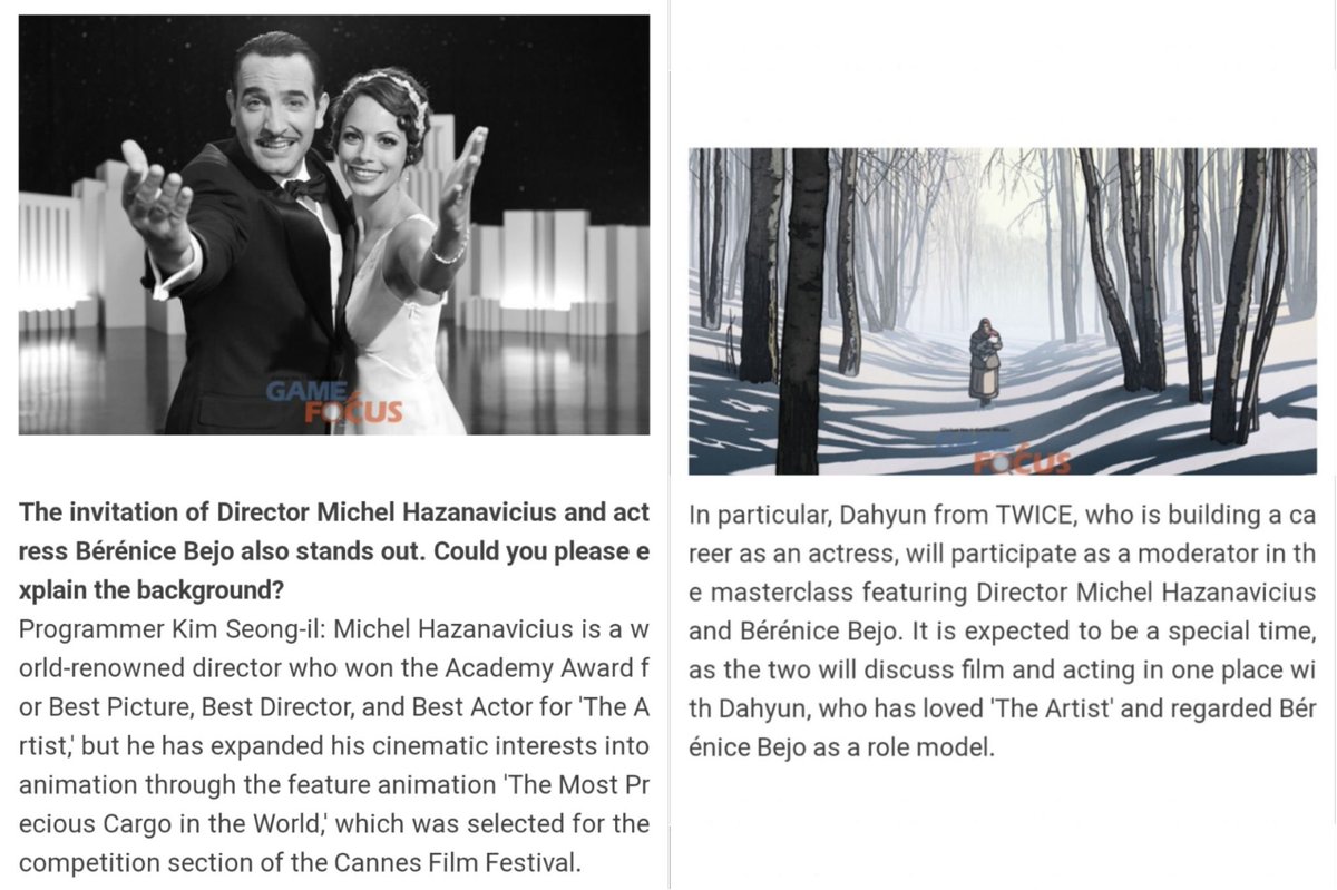 oncebase's tweet photo. [ob] Funfact BIAF Dahyun, ternyata dia request lgsg ke jyp mau dipertemukan sm role modelnya di film The Artist, Bérénice Bejo (pemenang Cannes) &amp; sutradara Michel Hazanavicius (pemenang Oscar), mantep bgt! semoga dpt petuah berharga soal akting, abis ini Cannes fest bisa yuk!🇫🇷 https://t.co/aZks5Xxk9D