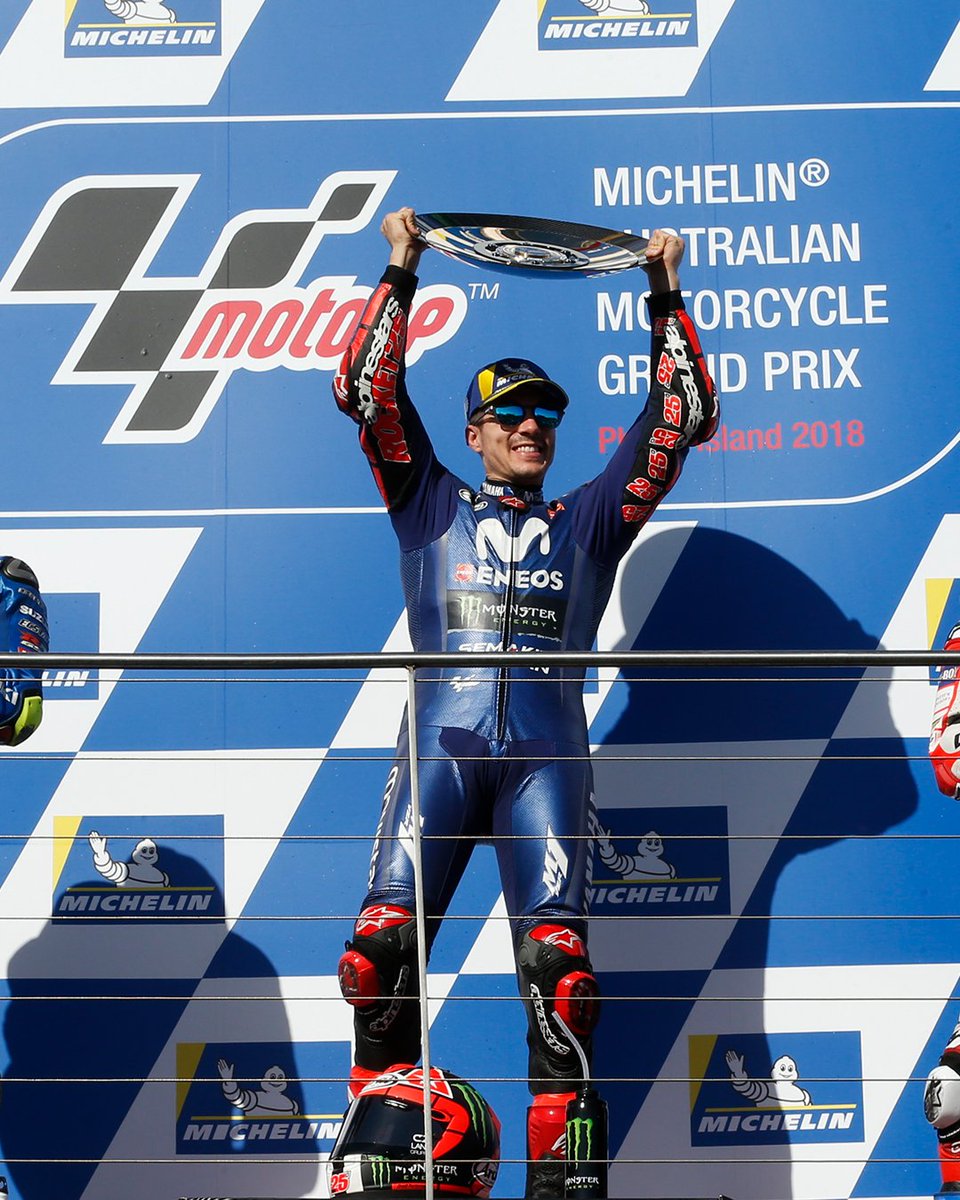 ausmotogp's tweet photo. THE LEGENDS OF PHILLIP ISLAND: Maverick Viñales 🇪🇸
[Island Wins: 2018] 🏆

Maverick Viñales delivered one of the standout rides of his MotoGP™ career at Phillip Island in 2018, storming to victory after recovering from a poor start that dropped him outside the top positions. Once he found his rhythm, the Spaniard charged through the field and pulled clear to claim a commanding win, ending Yamaha’s 25-race victory drought and securing his first MotoGP™ triumph since 2017. 

The performance cemented Phillip Island as one of Viñales’ strongest circuits and added his name to the prestigious list of Australian Motorcycle Grand Prix winners.

#AustralianGP #MotoGP