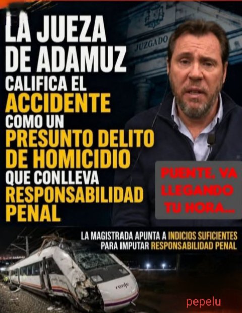 Pedro4184423072's tweet photo. TIC, TAC, TIC, TAC.
Para el gorila 🦍 Vallisoletano.
Será juzgado y encarcelado.
Por las 47 víctimas mortales 
del accidente ferroviario de Adamuz.
Siendo éste hijo de puta,el único 
responsable del acto delictivo. https://t.co/Oi8wtE6WCZ